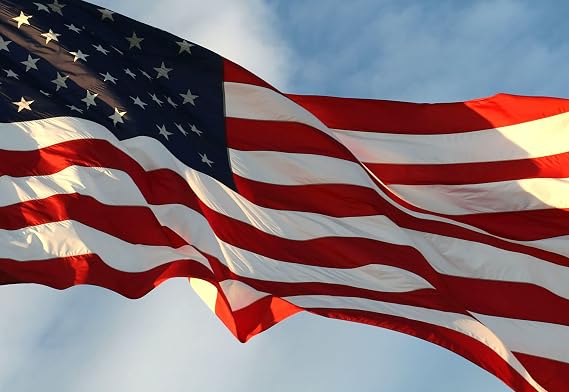 American Flag USA Heavy duty Nylon Outdoor US Flags with Embroidered Stars, Sewn Stripes, and Brass Grommets (3X5)