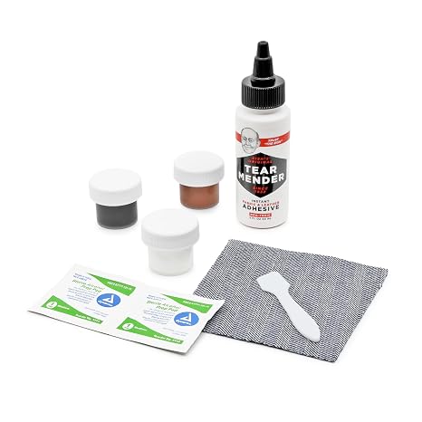 Tear Mender Premium Leather Repair Kit with Patches and Color Refinish Compound, 2 oz Bottle, TM-P-LRK