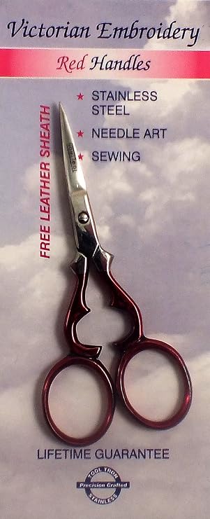 Tooltron 334 Victorian Embroidery Scissors with Red Handles