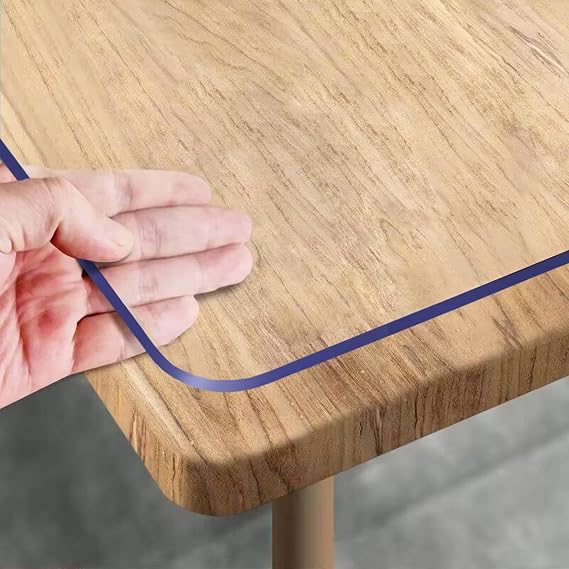Royhom Clear Table Protector 90 x 150 cm, 1.5mm Thick Plastic Table Cover, PVC Table Protectors for Dining Room Tables, Desk Protector Mat, Waterproof Transparent Tablecloth