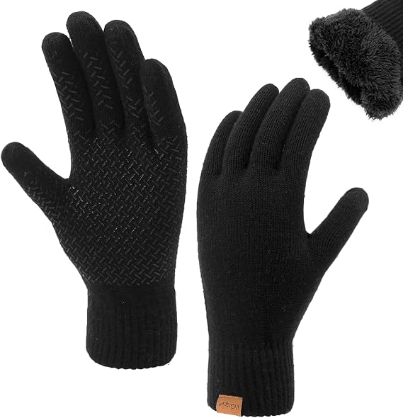 ViGrace Winter Touchscreen Thickened Gloves for Men & Women with 3 Fingers Touch Screen Warm Lined Anti-Slip Thermal Glove