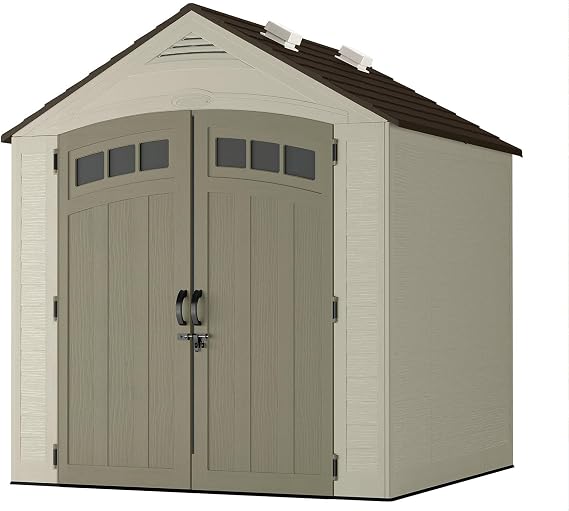 Suncast 7' x 7' Vista Storage Shed, Multi Wall Resin, 4 Skylights, Lockable