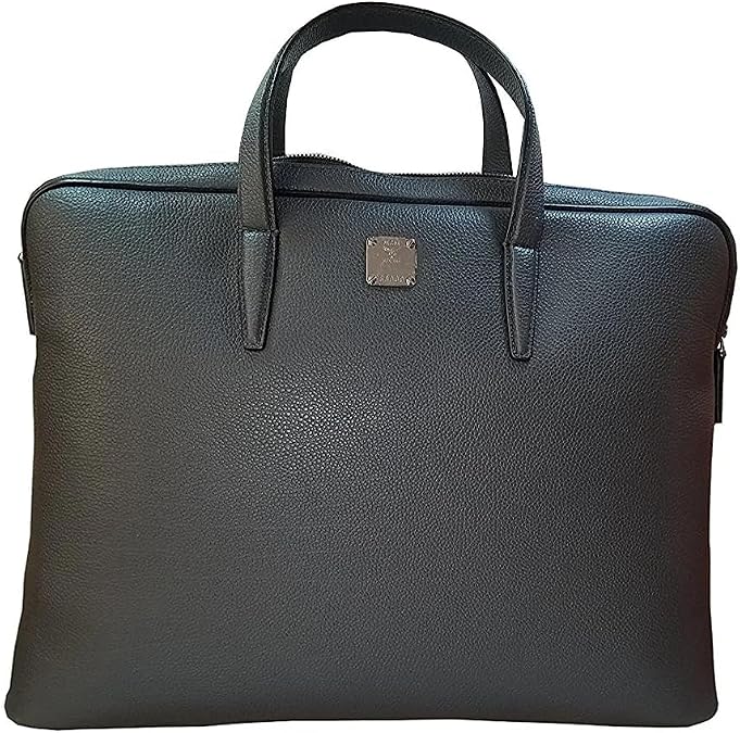 MCM Phantom Briefcase Grey Leather Bag New Munich