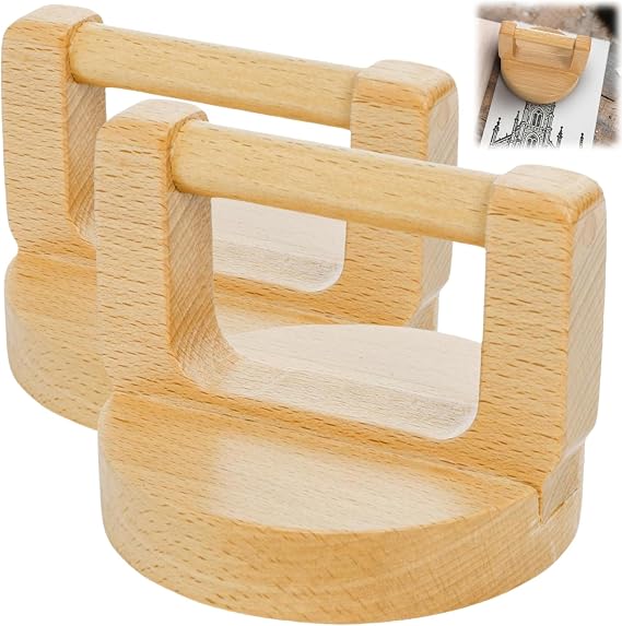 Tlence 2 Pack Block Printing Baren, 4 Inch Wood Barens for Printmaking, Hand Press Printing Tool with Ergonomic Handle for Linocut, Crafting, Scrapbooking, Ink, Stamping