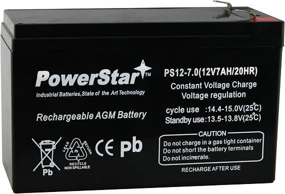 PowerStar 12V 7.0AH SLA Battery Replaces GP1272 LC-R127R2P PX12072