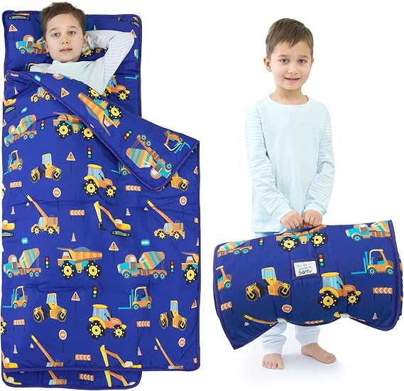 UOMNY Toddler Nap Mat Boys Removable Pillow Sleeping Bag for Daycare