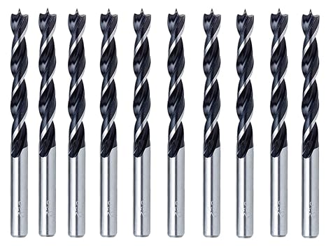Brad Point Drill Bit Set 3/16 Inch 10Pcs Spur Point Stubby Woodworking Drill Bits