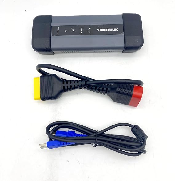 Sinotruk EOL Professional Truck Diagnostic Scanner Tool, Black, Dual-Core Processor, Full System OBD2 Scanner with Bluetooth, CAN-FD Protocol Support, for Heavy Duty Trucks
