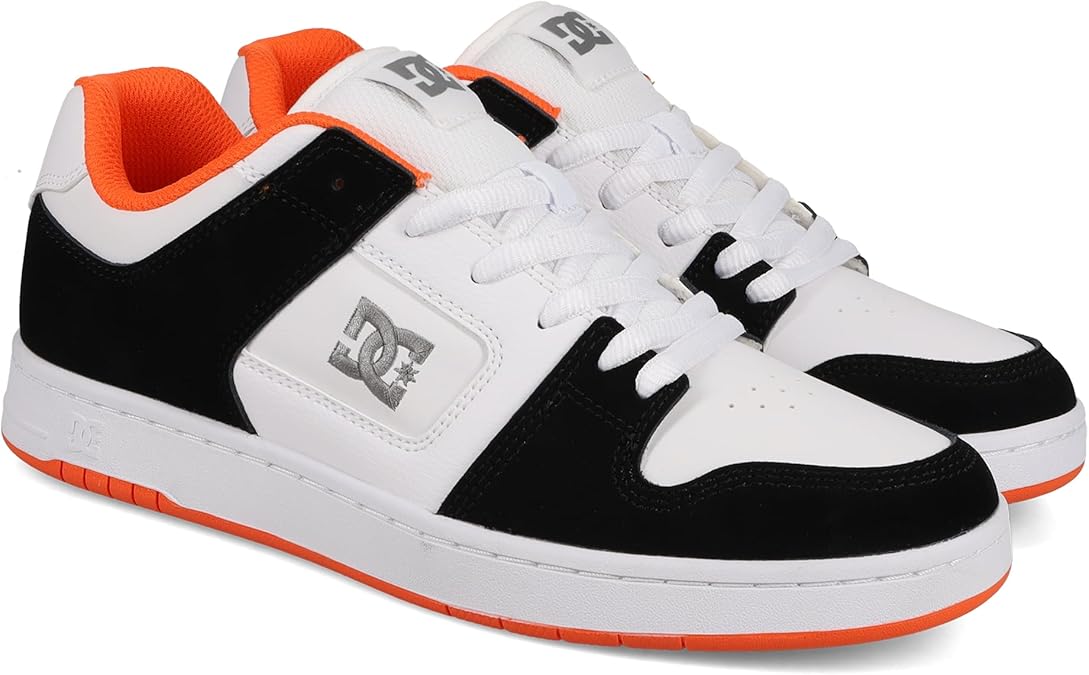 DC Men's Manteca 4 Skate Shoe, Black/White/Orange, 11.5
