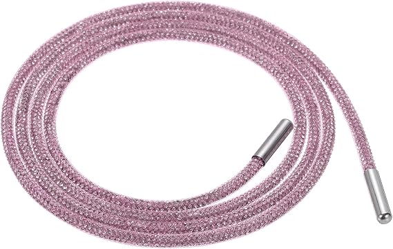 QUARKZMAN 4 mm x 120 cm Rhinestone Tube Rope Bling Crystal Rhinestone Cord for DIY Jumper Sweatpants Decoration Pink Mesh Pink Diamonds
