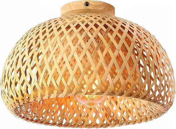 ZONJIE Natural Bamboo Pendant Shade - Handwoven Ceiling Lights [Energy Class F]
