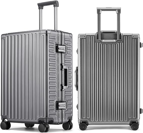 ROAMING 24 Inch Medium Checked Zipperless Luggage Hardshell Suitcases Gray