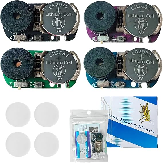 LUKIUP Pack of 4 Mini Cricket Noise Maker Prank Barbecue Noise Maker with 20 Funny Sounds Prank Jokes Funny Prank Gadgets for Party Home