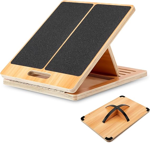 StrongTek Professional Wooden Balance and Adjustable Slant Board Set Ideal for Core Strength, Stability, and Flexibility Training