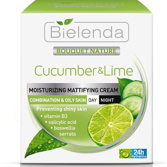 Bielenda Cucumber & Lime Mattifying Moisturizer Cream For Mixed And Oily Skin 1.7 oz