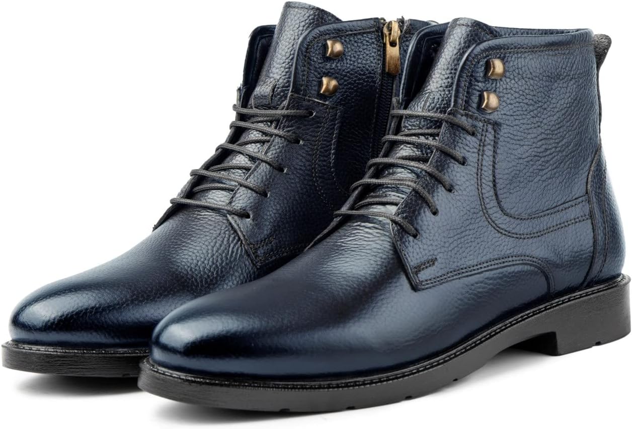 Rico Genuine Leather Lace Up Rubber Sole Men's Fur Boots, Fur Boots Inside