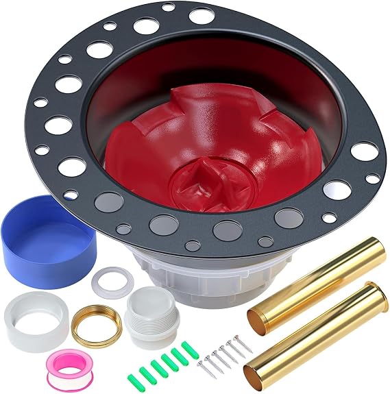 PVC Freestanding Tub Drain Rough-in Kit, Bathtub Drain Kit for Island Bathtubs, PVC Plastic Adapter and Brass Tail Pipes, Compatible with Free Standing Tub Drain, Floor Mounted Bathtubs