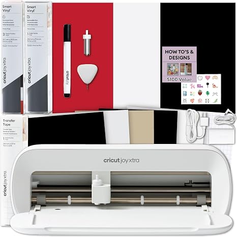 Cricut Joy Xtra Machine with Smart Vinyl Rolls, Transfer Tape and Weeder Tool Beginner Bundle - Craft Machine Bundle with Materials to Start, DIY Crafts with this Beginner Friendly Cutting Machine Kit