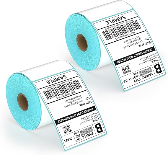 Shipping Label Printer Paper - Thermal Labels for 4x6 Shipping Label Printer, Thermal Labels Print Clearly, Strong Adhesive, Easy to Peel Backing Paper, 500 Labels/Roll, 2 Roll