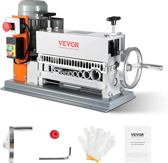 VEVOR Cable Stripping Machine Electric 1.5-36 mm Cable Peeling Machine 370 W Wire Stripping Machine 11 Wire Stripping Channels Wire Stripper with Crank 65 Mn Spring Steel Blade Ideal for Stripping Copper Wire