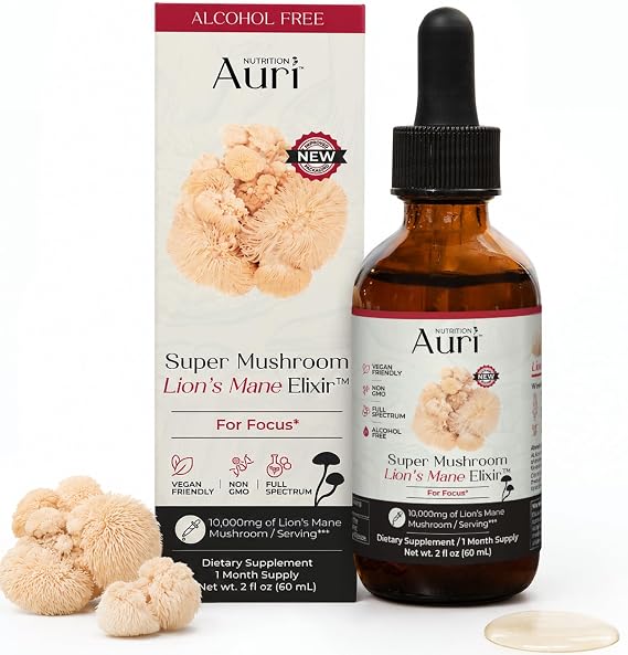 Auri Nutrition Super Mushroom Lions Mane Liquid Drops - 2 Fl Oz
