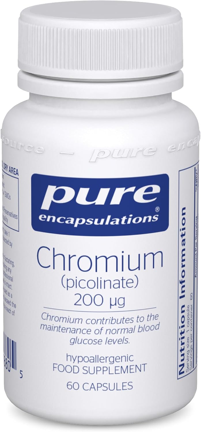 Pure Encapsulations Chromium Picolinate 200 mcg - Hypoallergenic Weight Maintenance Supplement - 60 Capsules