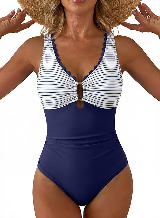 Aleumdr Women's One Piece Swimsuit Ruched Tummy Control Bathing Suits 2026