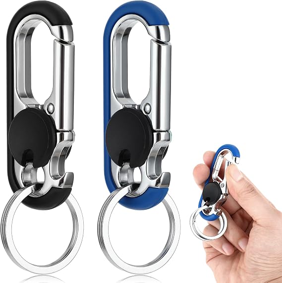 Ouligay 2pcs Key Chains for Men, Anti-Loss Car Key Chain with Hook, Car Keyring with Double Keyrings Personalized Heavy Duty Key Ring