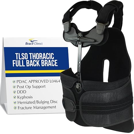 TLSO Thoracic Full Back Brace - PDAC L0464 Pain Relief and Straightener for Fractures, Post Op, Herniated Disc, Spinal Trauma, Mild Scoliosis