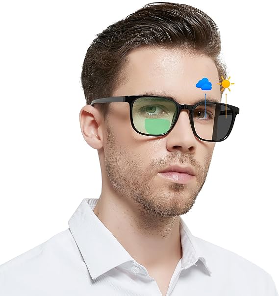 OCCI CHIARI Photochromic Bifocal Reading Glasses for Mens,Wide Transition UV Protection Sunglasses Readers