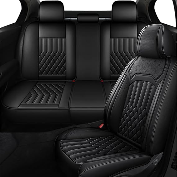 Car Seat Covers for Nissan Kicks 2018-2026, All Season Universal Leather Waterproof Breathable Seat Protectors Interior Accessories with Airbag(Black,5 Seats)