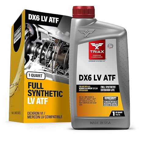 TRIAX Transyn DEX VI Fully Synthetic Low Viscosity ATF - Compatible with GM Dexron VI - Honda/Acura DW-1 - Toyota WS - Most GM, Chrysler, Jeep Vehicles - 1 Quart (946 ml)