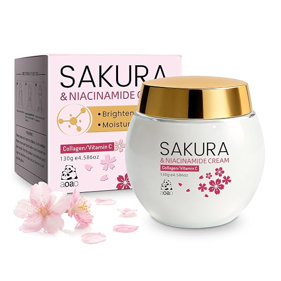 Sakura & Niacinamide Face Moisturizer for Women, Hyaluronic Acid & Shea Butter Cream, Brightening, Improves Dullness, Deep Nourishment, Gifts for Women, Valentine's Day, Birthday, Mother's Day, 4.59oz