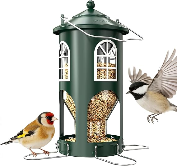 Birdream Metal Bird Feeder for Outdoors Hanging, Large Capacity, Green
