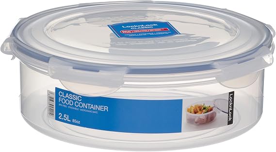 LocknLock Round Container, Plastic, Clear, 2.5L, Ø245×86.5mm