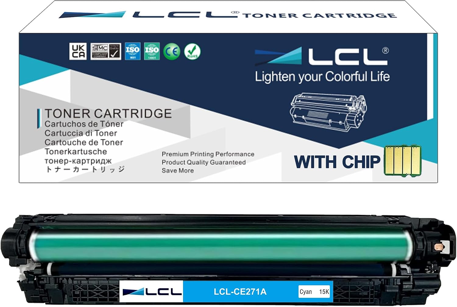LCL Remanufactured Toner Cartridge Replacement for HP 650A CE271A CP5525 CP5525dn CP5525n CP5525xh M750dn M750n M750xh 1-Pack Cyan