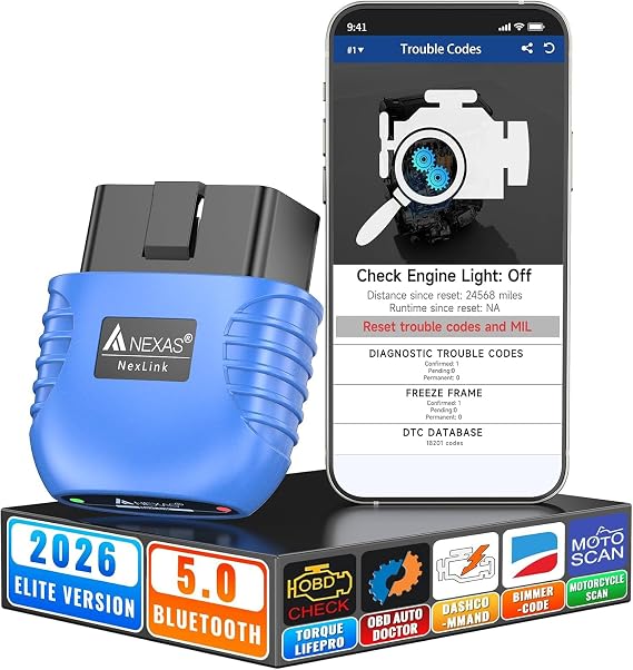 NexLink Bluetooth OBD2 Scanner Professional Diagnostic Tool for Check Engine Light with Live Data & Performance Test Wireless OBD2 Code Reader for iPhone & Android & Windows