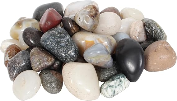 2 Pounds Decorative Stones, Rocks, Natural Polished Smooth Surfaces for Aquarium, Vases, Flower Bed and Landscaping Mixed Pebbles (Natural)