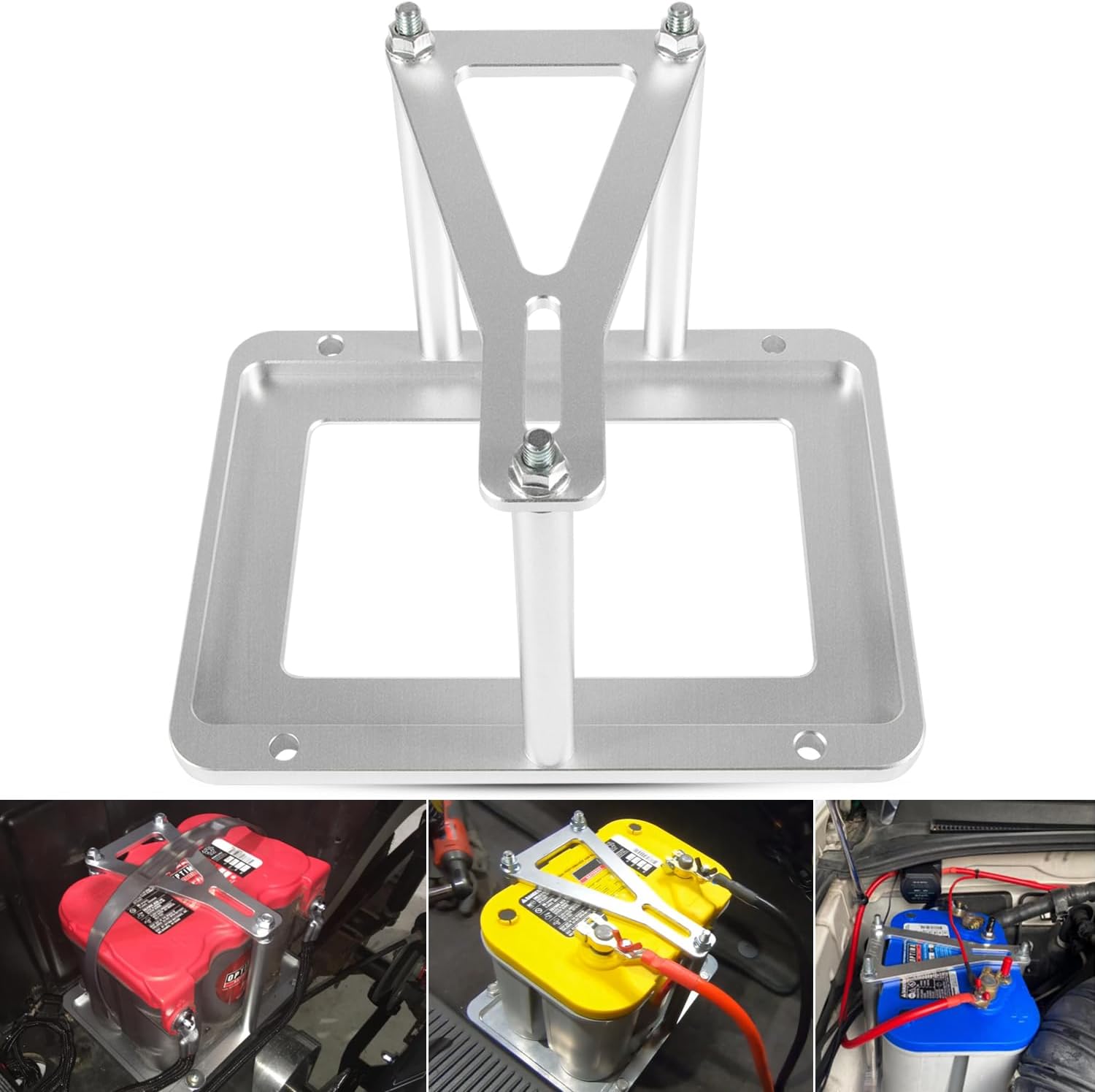 Universal Battery Tray Hold Down Trunk Battery Relocation Box Aluminum Fits for Optima Race Racing Mount Red Yellow Blue Top 34 3478 D34 D3478 34M D34M