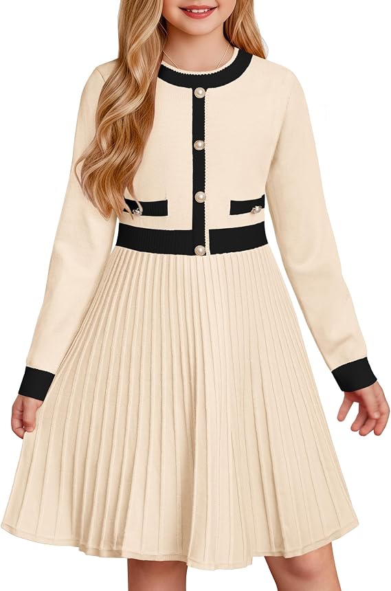 GRACE KARIN Girls Sweater Fall Dress Long Sleeve Casual Winter Dresses 6-16