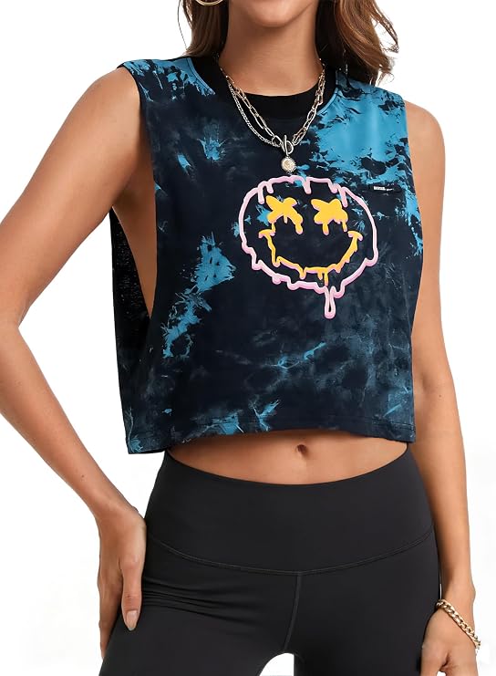 Remidoo Open Side Tank Tops for Women Cropped Workout Top Sleeveless Shirt
