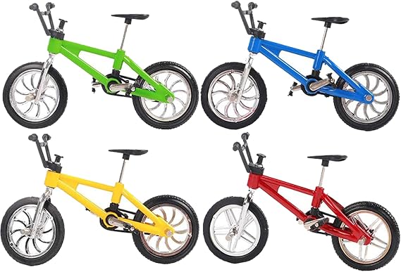 KFSCIP 4 Pcs Finger Skateboards, Finger Bike, Finger Mountain Bike, Simulation Mini Finger Mountain Bike, Bicycle Model Collections Decoration, 4 Colors