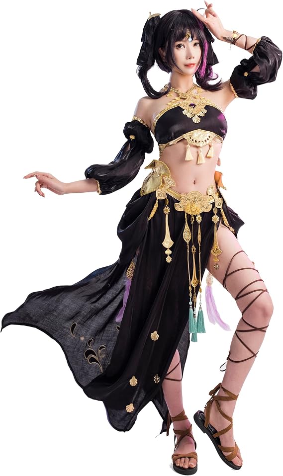 miccostumes Women's Cosplay Costume Dancer Long Dress Outfit with Hair clips