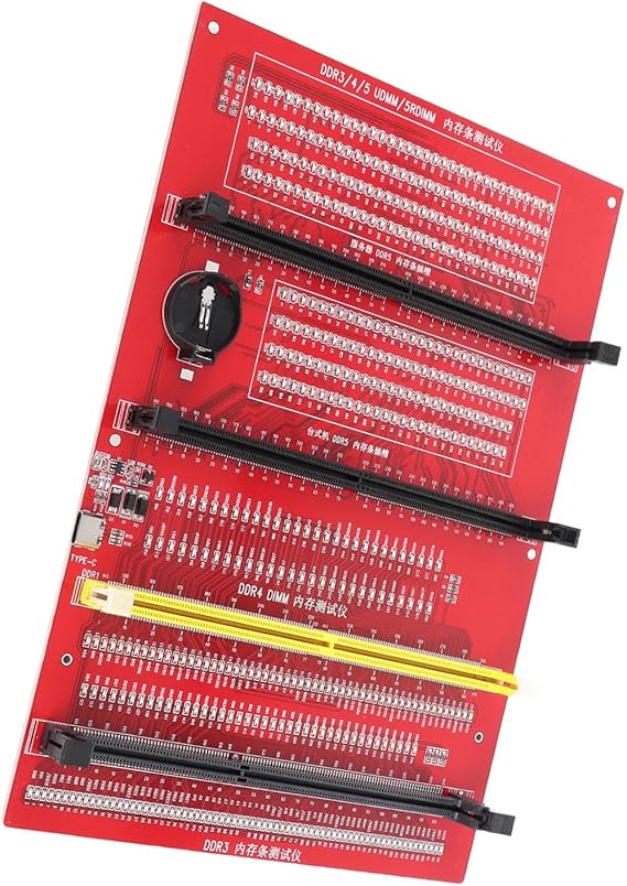 RAM Memory Tester Board,Professional DDR3 DDR4 DDR5UDMM DDR5RDIMM Desktop PCB RAM Memory Diagnostic Analyzer 2 Power Modes 4 in 1 for Repair