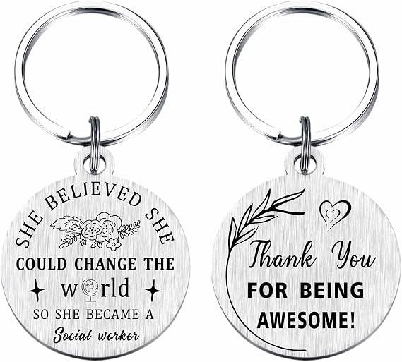 Laluminter Social Worker Gifts - Social Workers Appreciaton Keychain - Thank You for Being Awesome Gift for Social Worker
