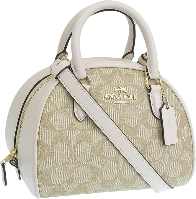 Coach Women's Handbag Outlet 2-Way Cross-Body Shoulder Bag Leather Brand CA202 CA591 CM316 CM095 SYDNEY SATCHEL LIGHT KHAKI/CHALK/WHITE