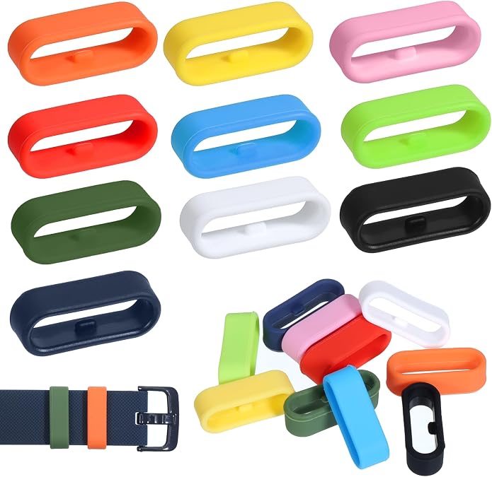 QfwdfcTrenz 10 Pcs Watch Band Holder Loop Multi-Color Smart Watch Security Bands Fastener Rings Replacement Watches Strap Holder Universal Fit Watchband Loops-20mm