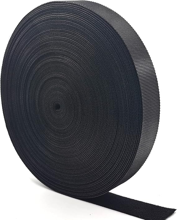 Reusable Cable Ties, Roll 20 m x 2 cm Free Cut Length, Black Reusable Fastening Cable Straps, Hook and Loop Securing Strap for Cable Tidy, Wire Management, Cord Organiser