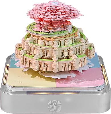 3D Memo Pad Art Calendar 2026, Castle in Sky 3D Calendar Tear Away Paper Sculpture Notepad DIY Notes, Time Piece Calendar Creative Desk Calendar with Light