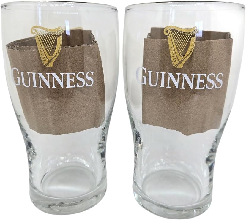 Guinness Pint Glass - 2025 Gold Sparkle Harp - Set of 2
